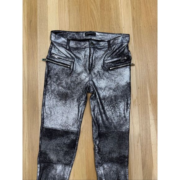 Zara Biker Leggings Silver Size M - Picture 2 of 4